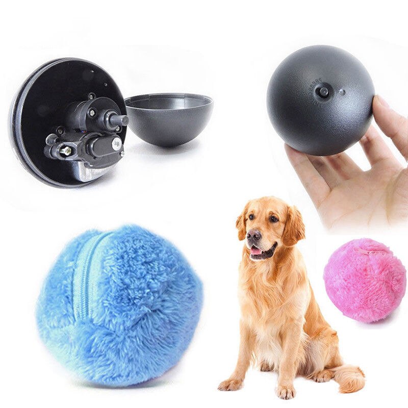 4 Color Set Pet Dog Magic Roller Ball Toys Automatic Roller Electric Plush Ball Magic Ball Dog Cat Pet Toy No Battery