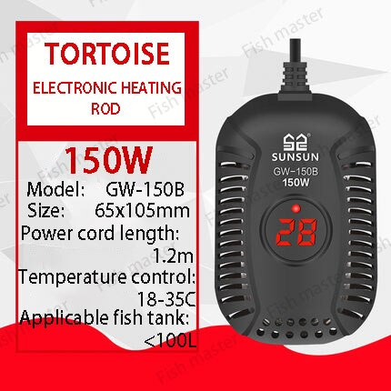 Tortoise heating rod Turtle tank low water level small automatic constant temperature mini thermostat rod insulation heater: GW-150B 150W / EU adapter plug