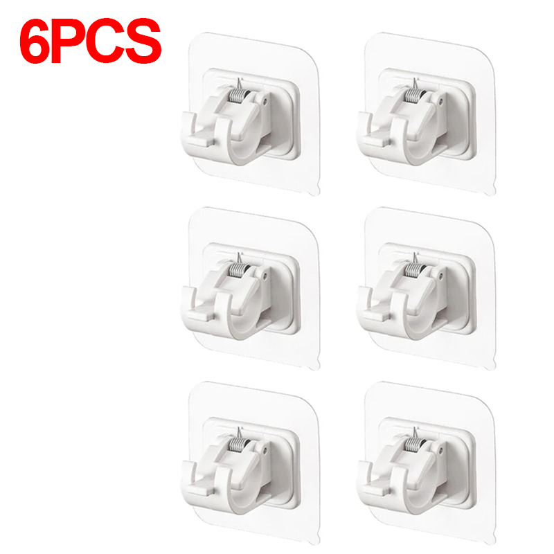 Clip de barra de cortina ajustable, ganchos de pared autoadhesivos, sin perforaciones, soporte colgante para barra de cortina de ducha, accesorios de baño, 2-8 Uds.: Verde militar