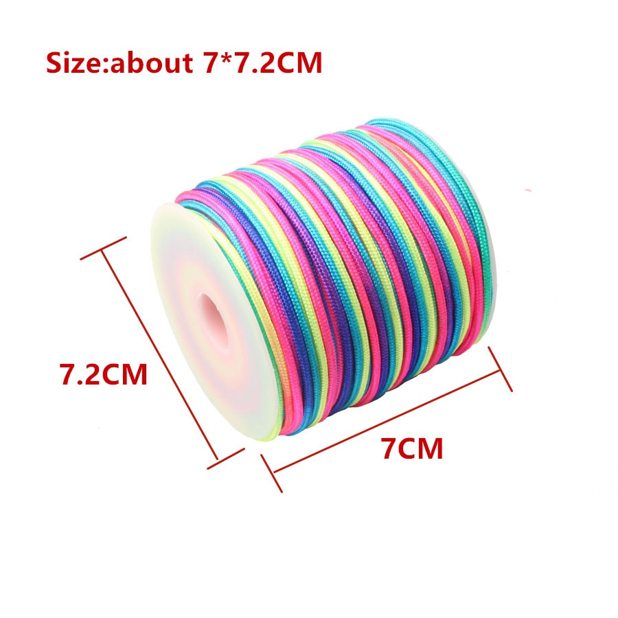 Paracorde de CAMPING arc-en-ciel 2mm en Nylon, 1 brin, corde de Camping en plein air, corde Parachute, lanière, tente