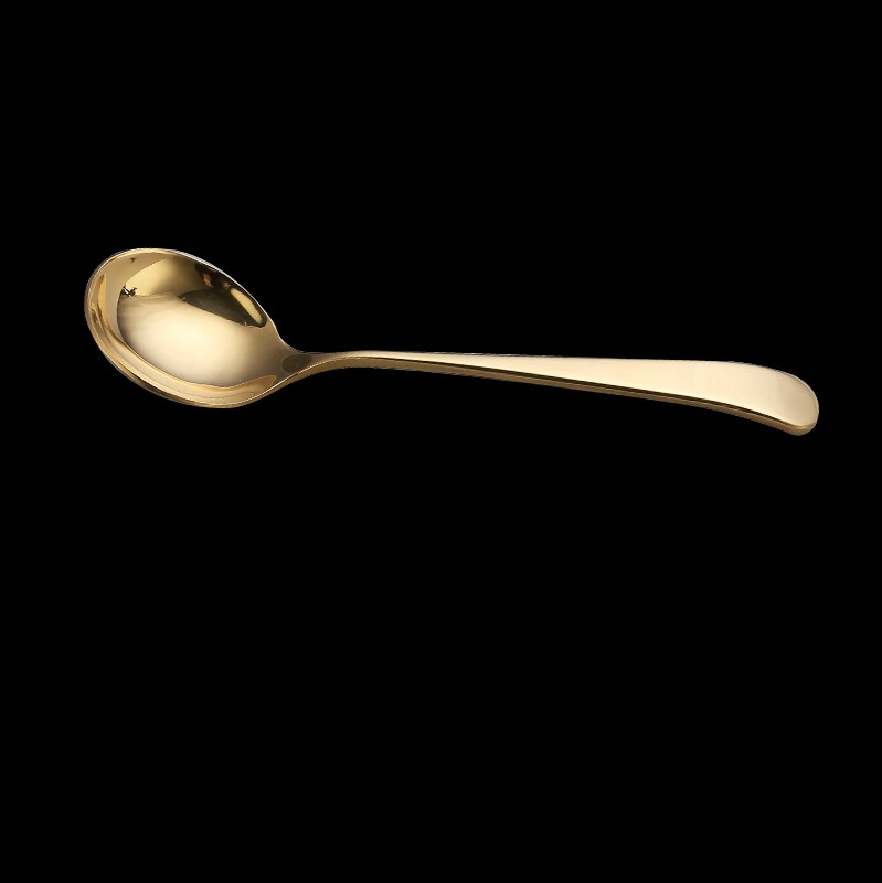 Coffee Spoons Stainless Steel Dessert Spoons Kitchen Utensils Round Spoons 7Colors 1pcs Serving Spoon: Golden