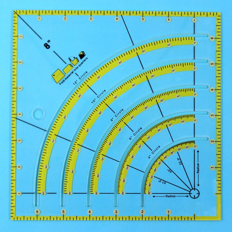 Règle de matelassage de tissu multifonctionnel, pour Patchwork, arc et éventails, règle de coupe de cercle de couette, bricolage, outils d'artisanat de couture