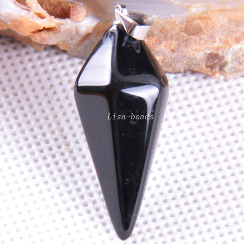 without tags Jewelry 35X15MM Natural Black Onyx Pendant 1Pcs RK1627