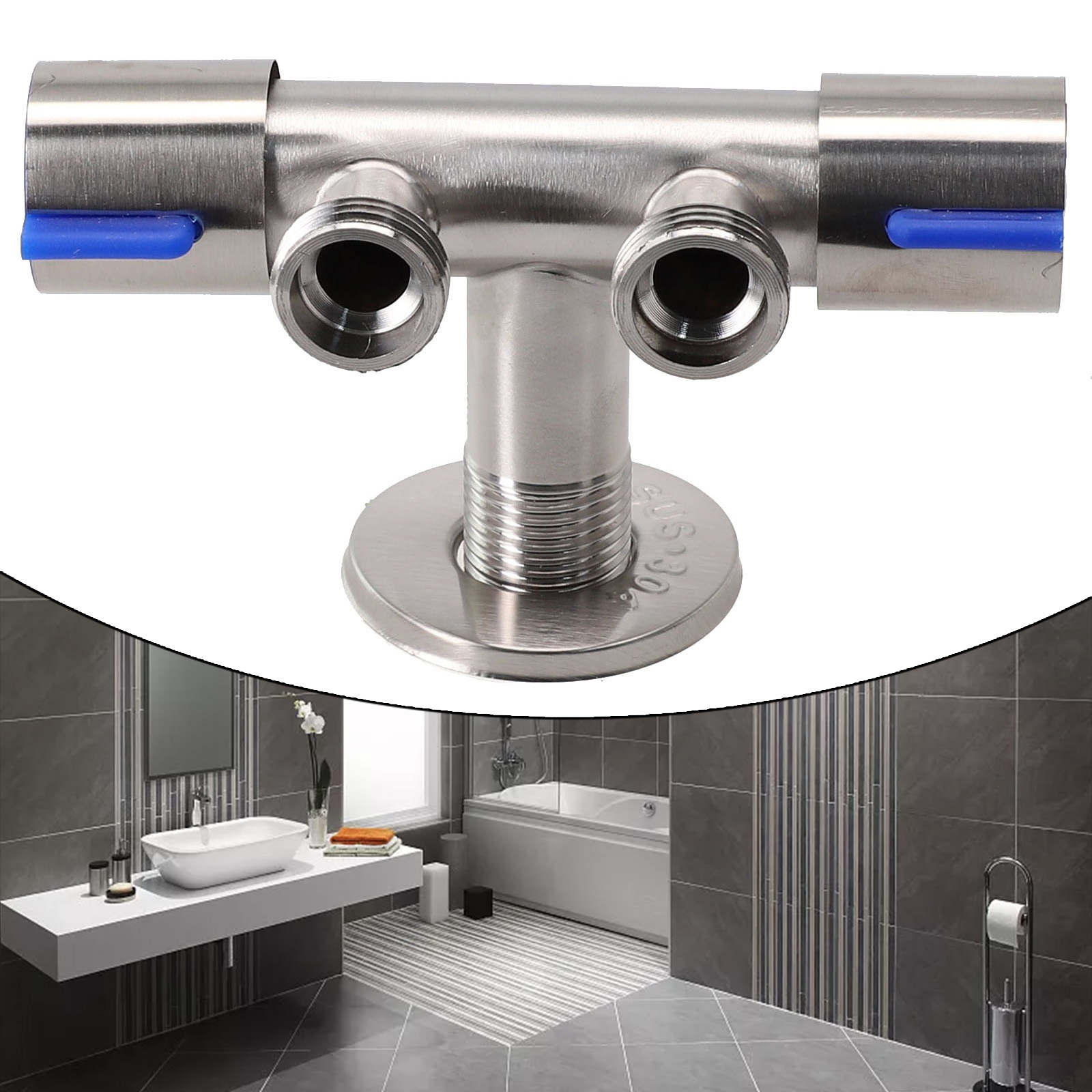 Doppelgriff Edelstahl Kaltwasserhahn Badezimmer Waschmaschine Wasserhahn