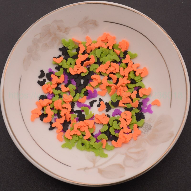 65g Multi Color forma de murciélago arcilla polimérica rebanadas rociadores para la decoración del teléfono, libro de recortes Shaker Card DIY Slimes relleno de relleno