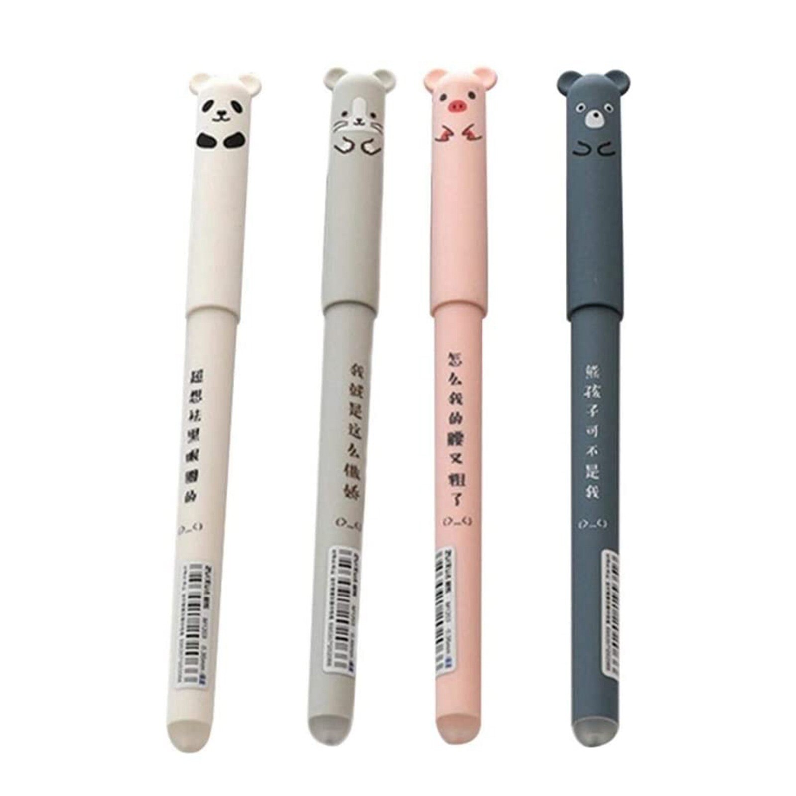 4 Pièces/ensemble Kawaii Cochon Ours Chat Souris Stylo Gel Effaçable École Fournitures De Bureau Papeterie 0.35mm Bleu Encre Noire