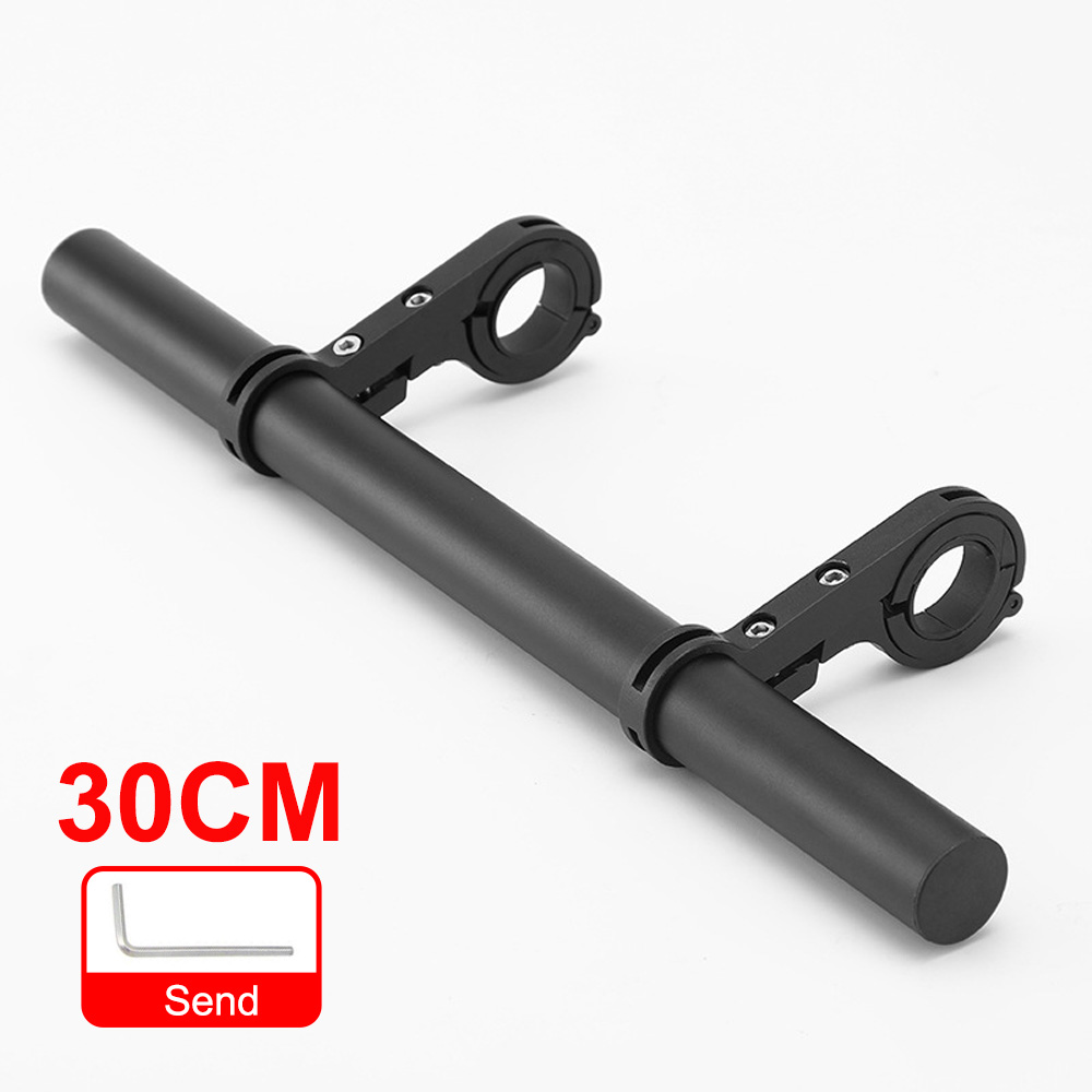 Extensor de manillar de bicicleta, abrazadera doble de aleación de aluminio, accesorios para Faro de bicicleta de montaña MTB, 20/30cm: 30cm black