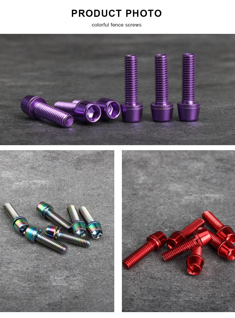 Fahrrad lenker schrauben m5 18mm 6 teile/satz titan plattiert bunt edelstahl für mtb road bike stiel riser schrauben schrauben