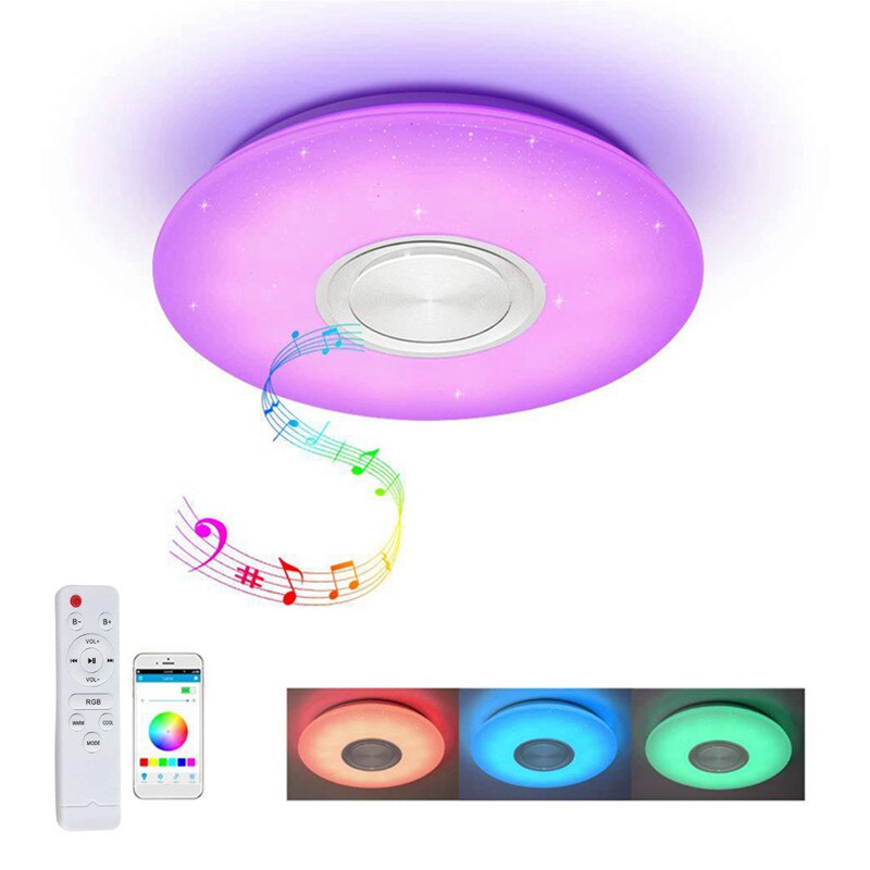 Smart Led App + Afstandsbediening Bluetooth Speaker Met Rgb Dimbare Plafondlamp Panel Lamp Loundspeaker Speler Voor Kinderen Slaapkamer