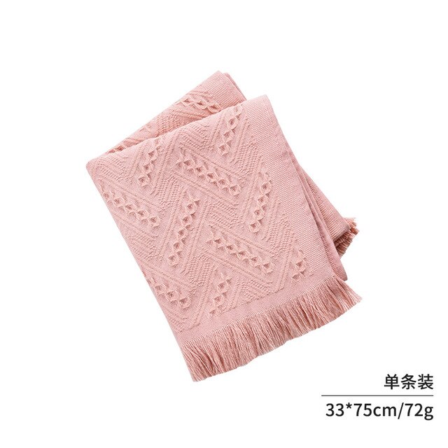 33x75cm off white/grey/pink/grey color cotton jacquard face towel fringe towels wedding household towels adult: Pink