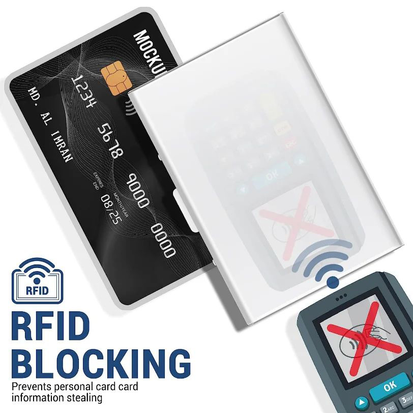 Anti-escaneo ANTI RFID bloqueo 6 tarjetas de aluminio Metal ID tarjetero para tarjetas de crédito bancarias funda tipo billetera delgada soporte de protección para tarjetas de visita