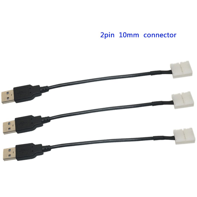 5Pcs 2pin 15Cm Kabel Led Strip Connector 8Mm/10Mm Led Connector Naar Usb Connector Gratis lassen Voor 5050 DC5V Led Strip