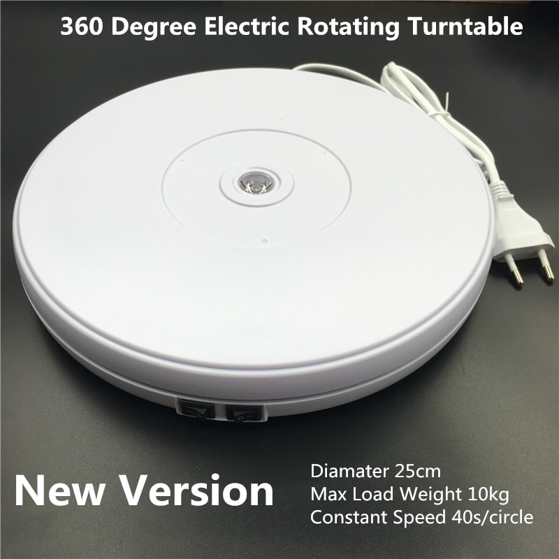 10 "25Cm Led Light 360 Graden Elektrische Roterende Draaitafel Voor Fotografie, max Belasting 10Kg 220V 110V