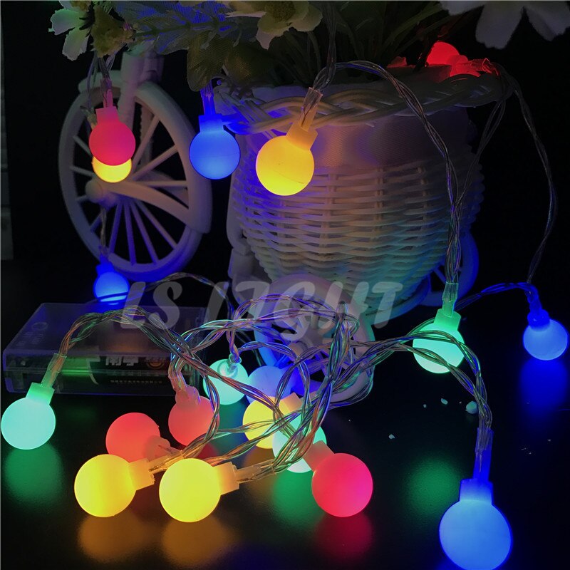 Led kugle fe snorelys 2m 3m 4m 5m 10m 20m batteridrevne bryllup jul udendørs krans vandtætte dekoration lamper: Flerfarvet / 20m 160 lysdioder