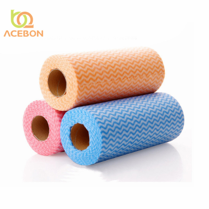 50Pcs Roll Non-Woven Fabric Disposable Striped Practical Rags Wiping Souring Pad Washing Cleaning Cloth Towels Kitchen Towel