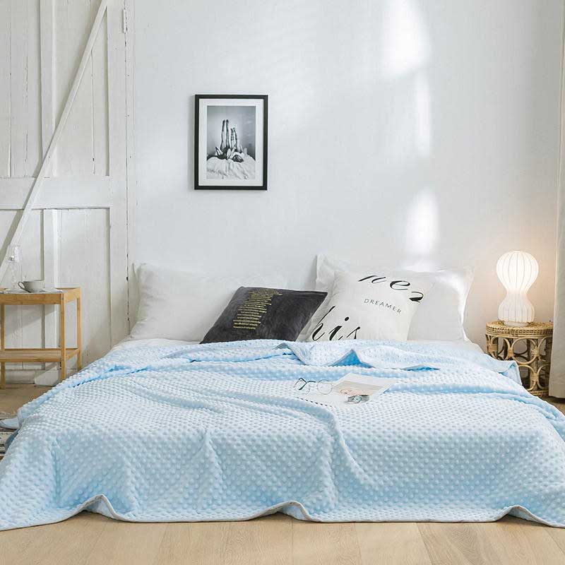 Tosidig tykkere ren farge bobleteppe flanell kast helårstepper hjemmetekstil høst/vinter varmt koselig sengeteppe: Lyseblå / 70 x 100cm