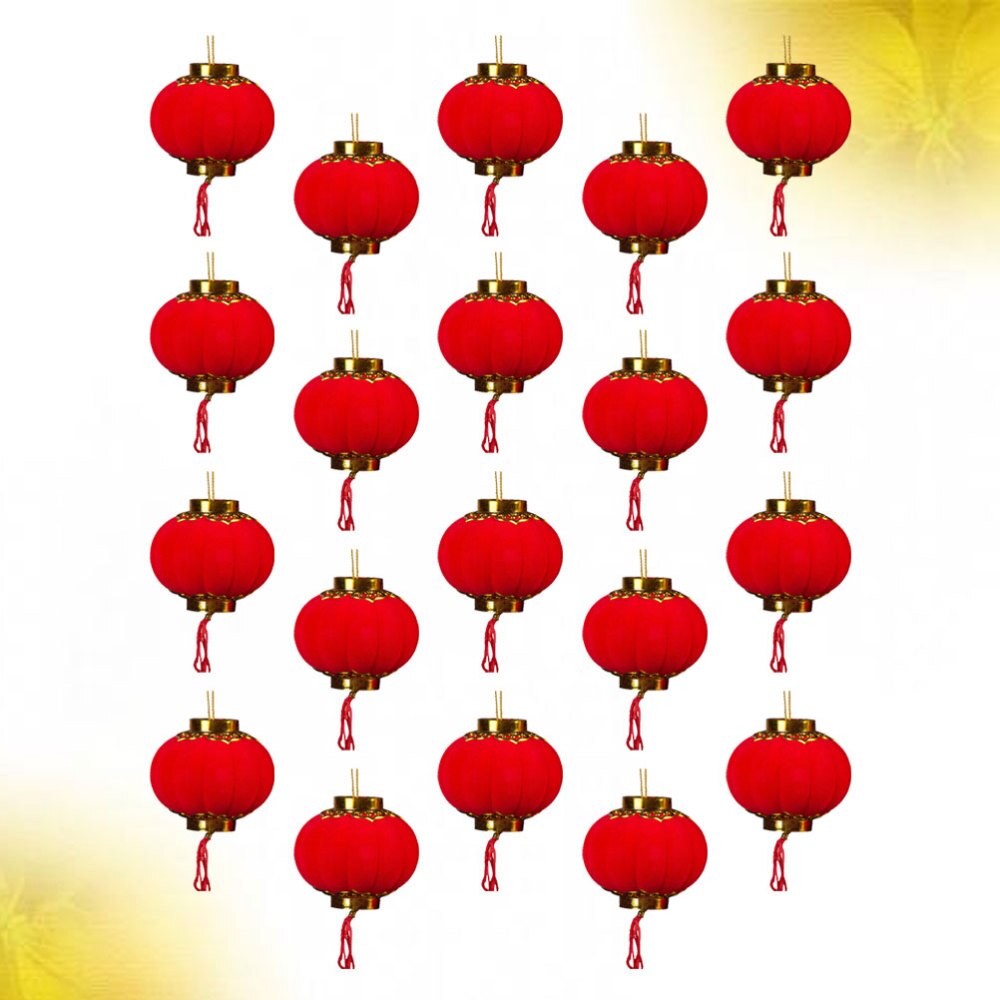 20Pcs Lanterns Round Decorative Red Chinese 3D Lanterns for Celebration Spring Festival Party