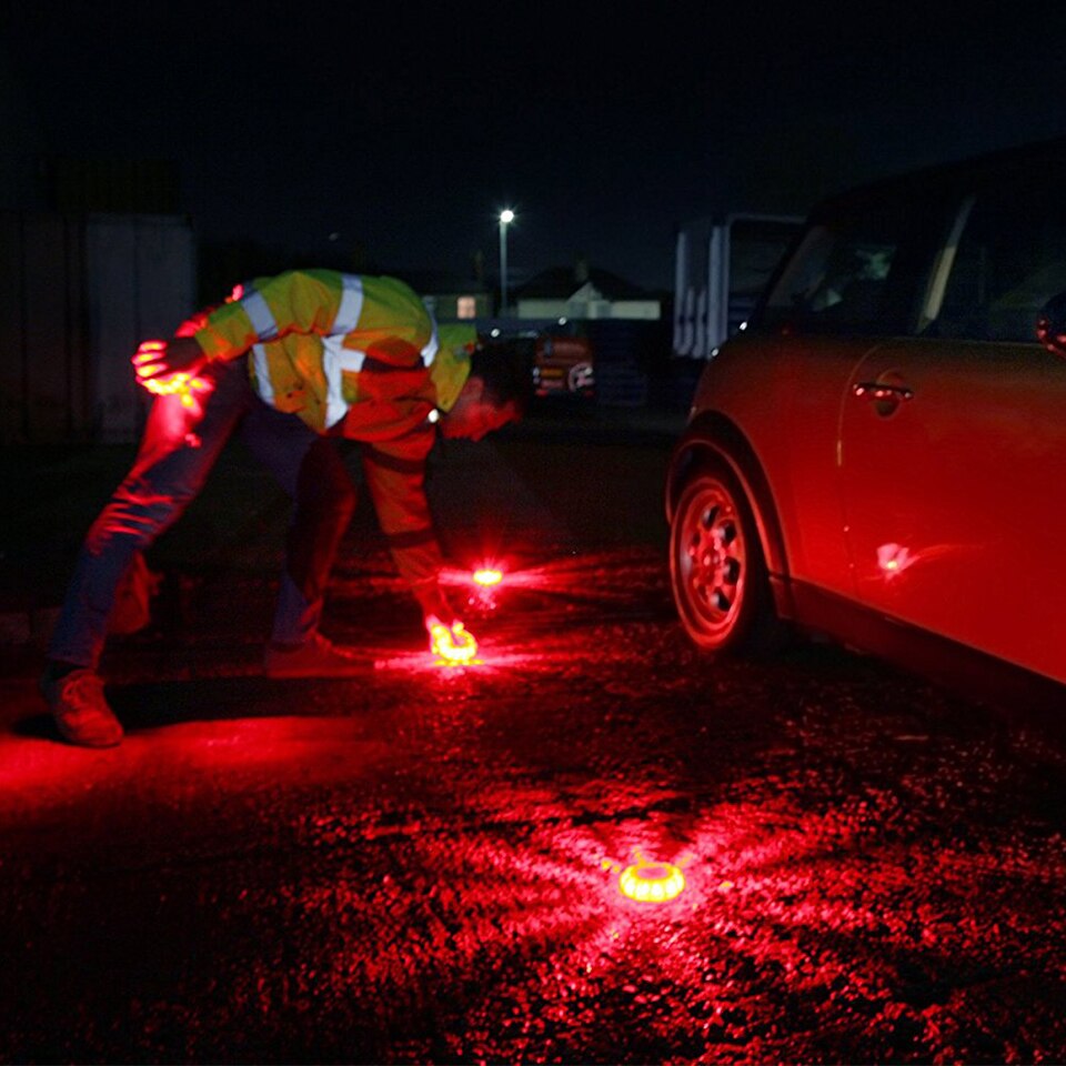 15 luces Led de emergencia para coche, luces de advertencia para carretera, luces nocturnas, faro para carretera con disco rojo y azul, luz Led para policía o carretera