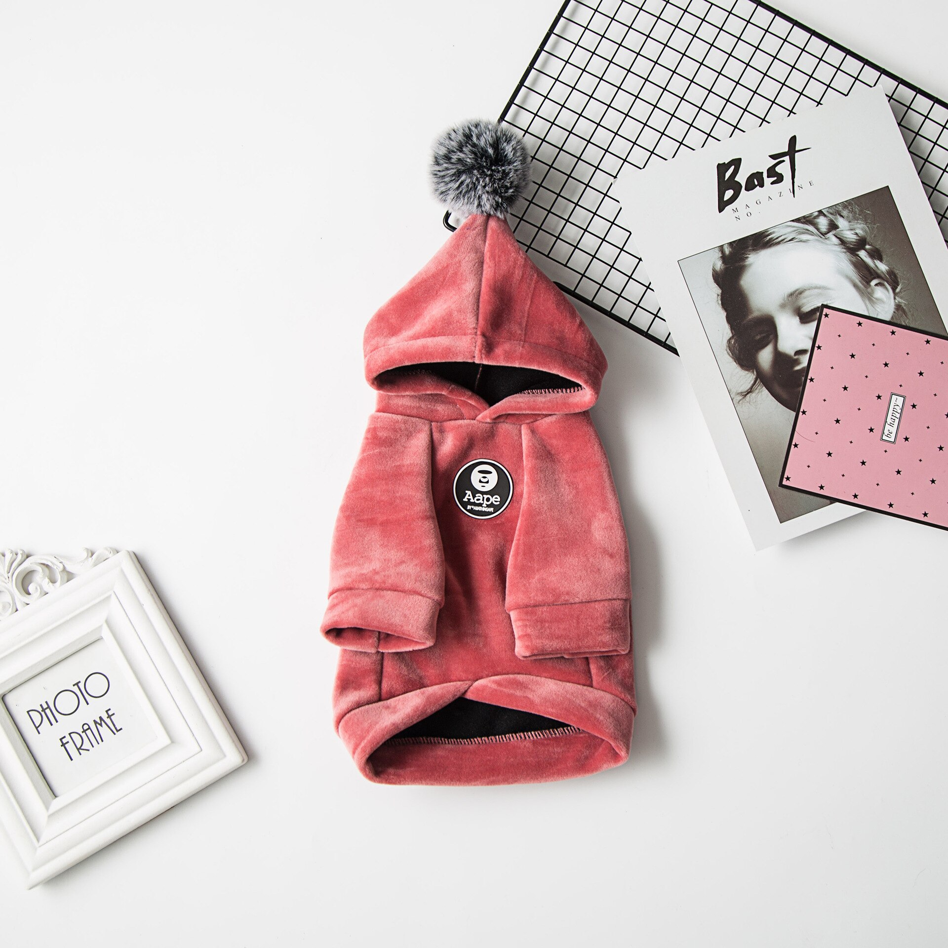 Pet dog Hoodies for Small dogs Cute Dog Hoodies Puppy sweater winter comfortable warm hoodie: pink / M