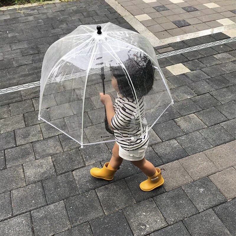 Baby Leuke Straat Paraplu Kinderen Paraplu Winddicht En Regendicht Paraplu Kleurrijke Wave Dot Transparante Paraplu