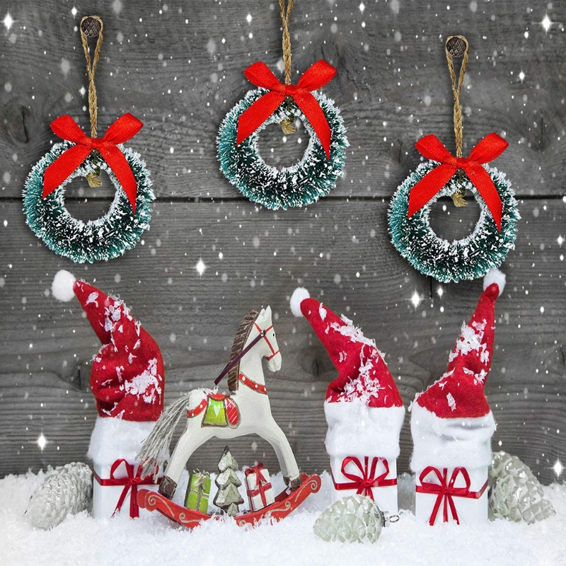 Mini couronnes de noël décoratives, 12 pièces, couronne d&#39;arbre de noël artificiel pour maison de poupée, embellissements, fabrication de cartes
