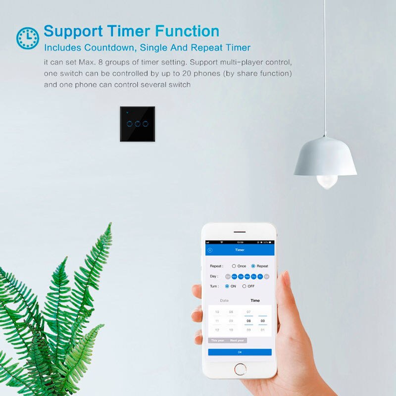 Touch Switch Smart Light Switch Panel Wall interruptor 3 Gang wifi light switch Work with Alexa Google Home EU Plug