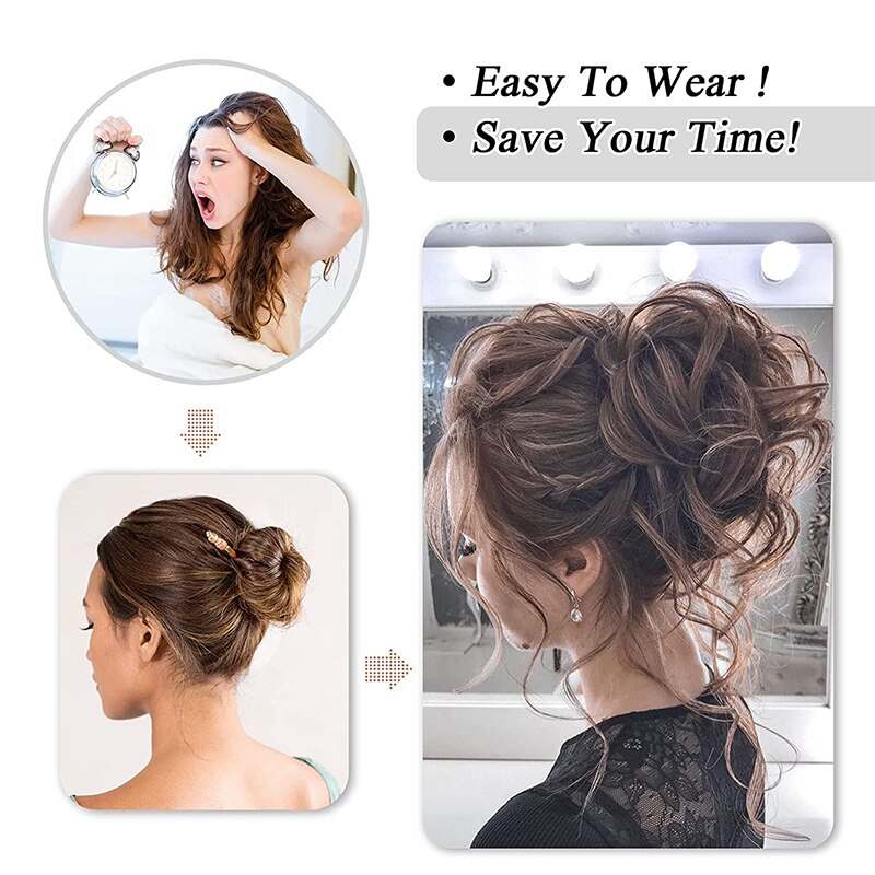 Synthetic Hair Bun Chignon Messy Curly Hair Band Elastic Scrunchy False Hair Pieces For Women Hairpins Black Brown