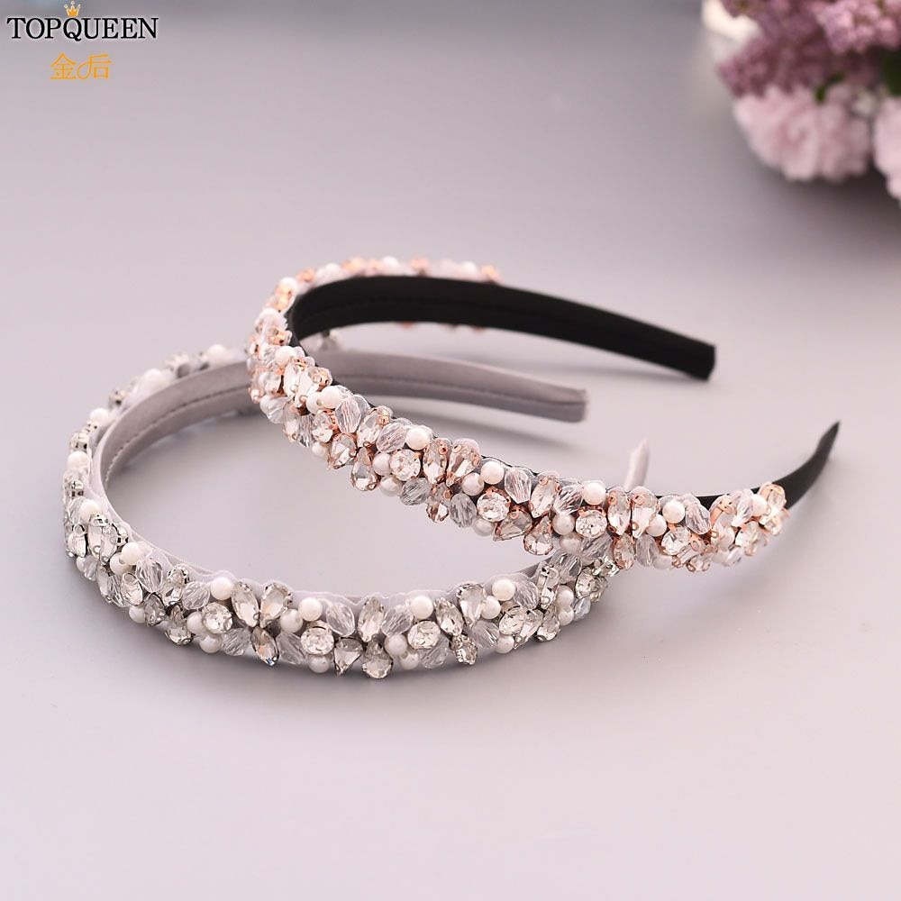TOPQUEEN S387-FG Luxus Strass Hochzeit Stirnband Stunning Kristall Haar Schmuck Braut Haar Tiara Barock Stirnbänder Headwear
