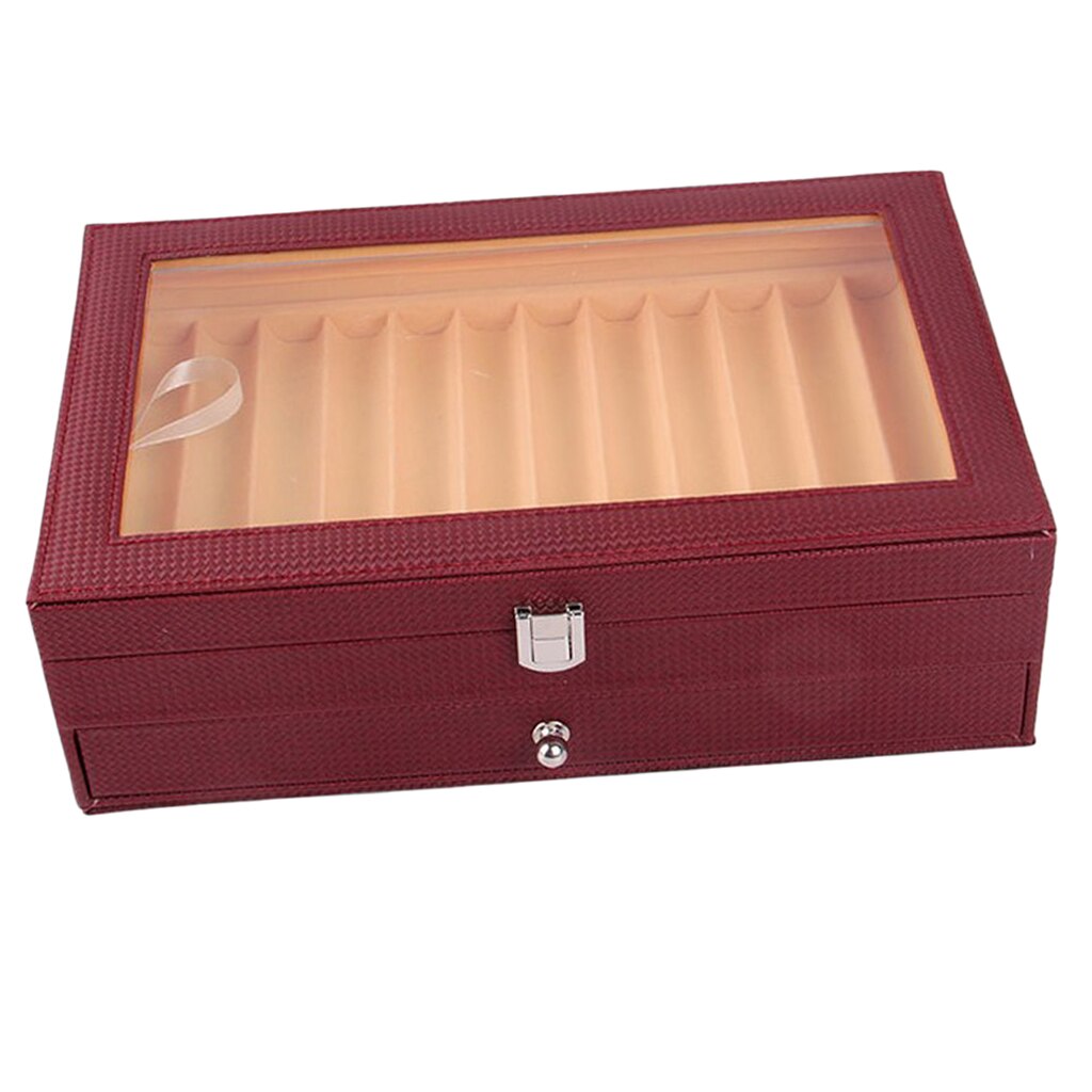 24 Pen Display Case Storage and Fountain Pen Collector Organizer Box, 2 Layers PU Leather Display Case