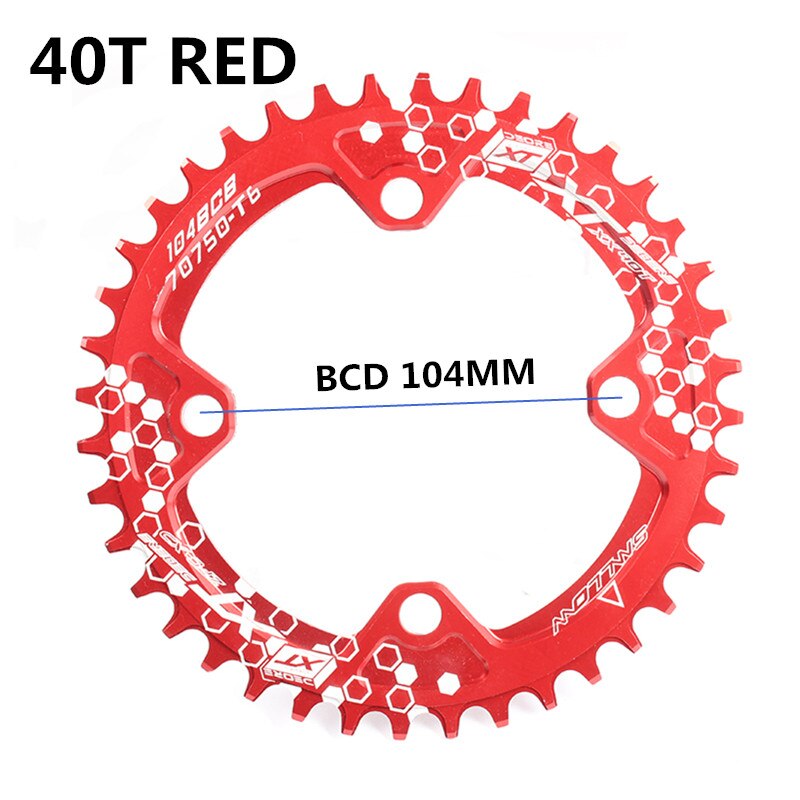 104 bcd 40/42/44/50/52t mountainbike kettingblad mtb crankstel aluminium smal breed kettingblad: 40t rode