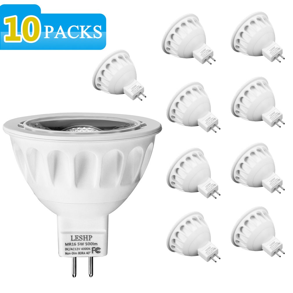 LESHP White MR16 AC/DC12V 5W LED Spotlight 4000K 5... – Grandado