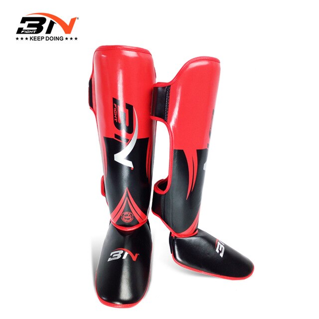 BNPRO une paire de protège-tibia de boxe en cuir d'unité centrale protecteur de cheville MMA Muay Thai jambières d'entraînement légères