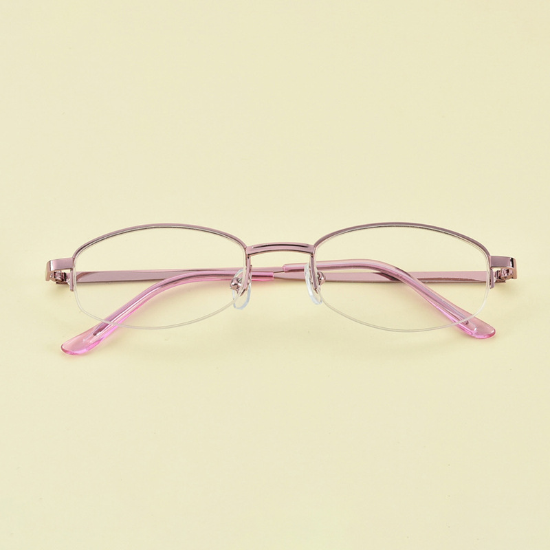Ladies Pink Half Frame Reading Glasses Metal Mother Reading Glasses Resin Ultra Light Reading Reading Glasses