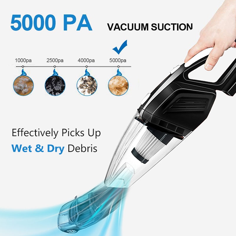 GRIKEY Power Suction Car Vacuum Cleaner Auto Handheld Vaccum Cleaner Car Vaccum Cleaner For CAR 5000Pa Dry Wet auto stofzuiger