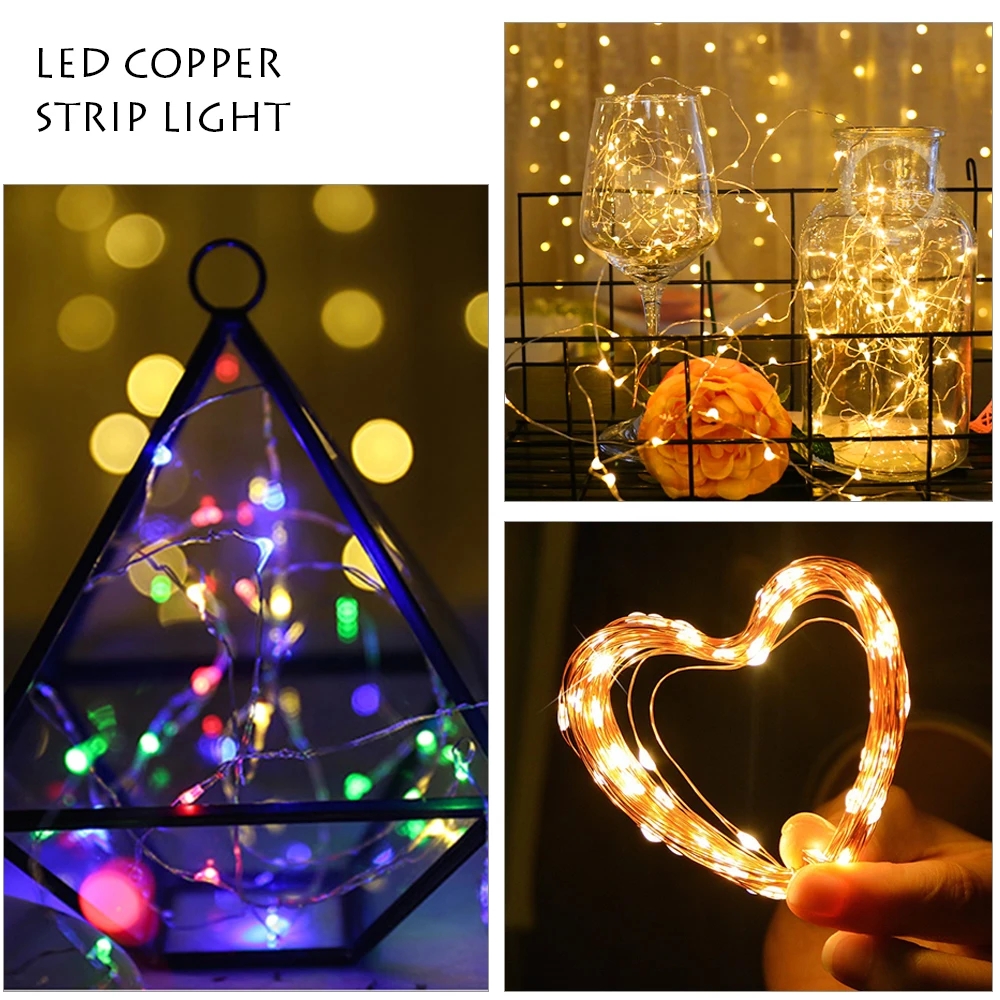 10M 5M 3M 2M Kupferdraht LED Lametta Girlande Batteriebetriebene Fee LED Lichterketten für Weihnachten Hochzeit Party Dekor
