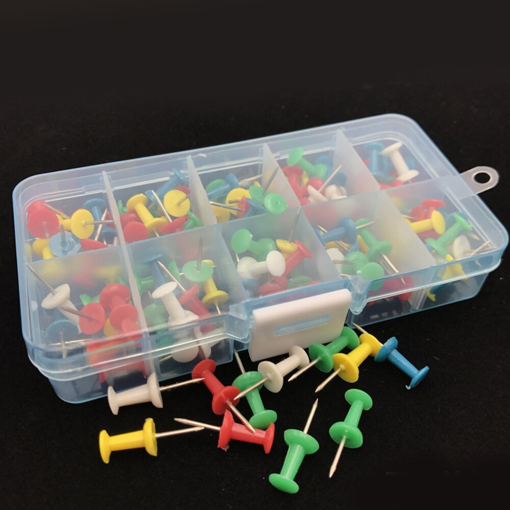 100pcs Map Pin Practical Durable Colorful Pushpins Steel Map Tack Push Map for Office Home