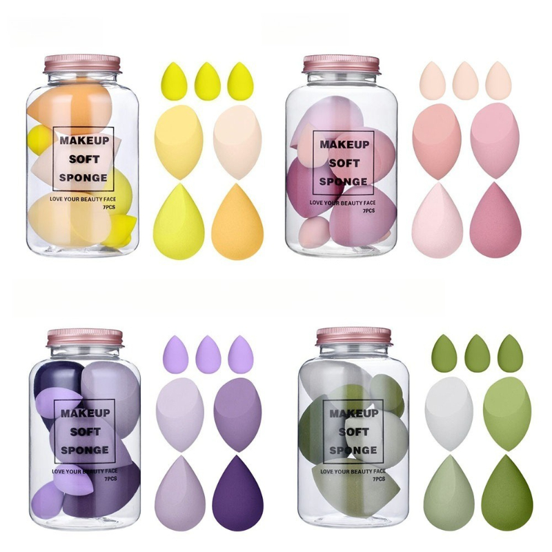 7 Pack Makeup Sponge Set Ultra Soft Non Absorbent Beauty Blender for Liquid Foundation Non Latex Cosmetic Puff