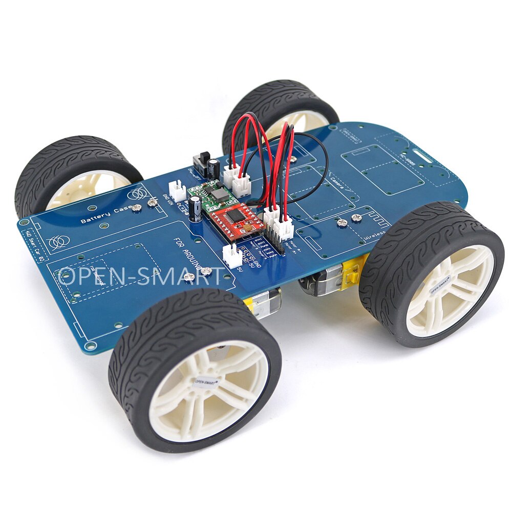 OPEN-SMART 4WD Smart Robot Car Chassis Kit Bluetooth-compatible Rubber Wheel Gear Motor with Tutorial Compatible for Arduino