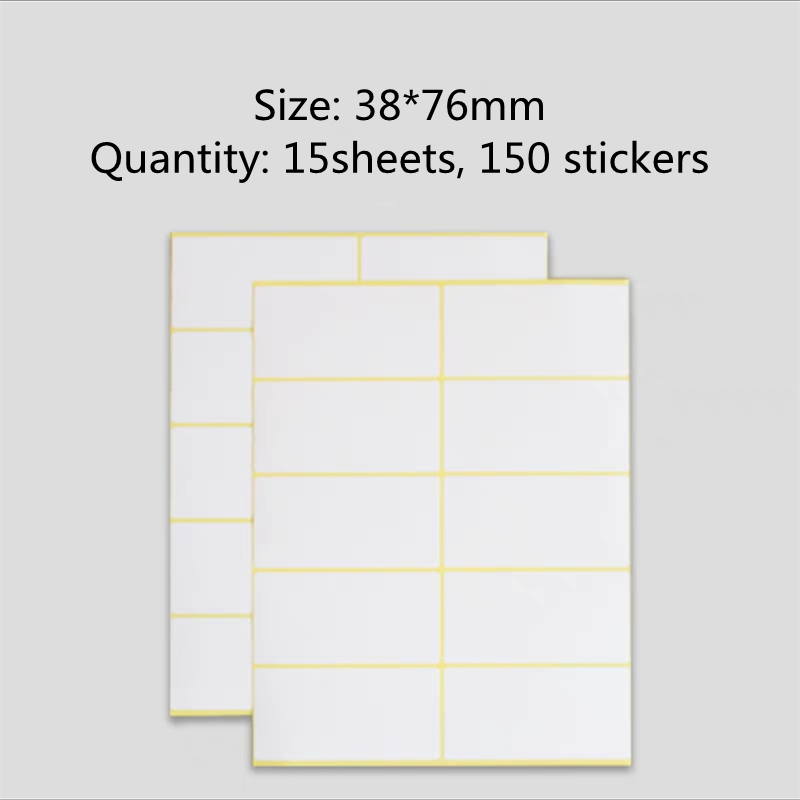15Sheets Paper Self Adhesive Sticky White Label Name Stickers Blank Note Label Bar DIY Stationery Sticker Various Sizes Optional: Navy Blue