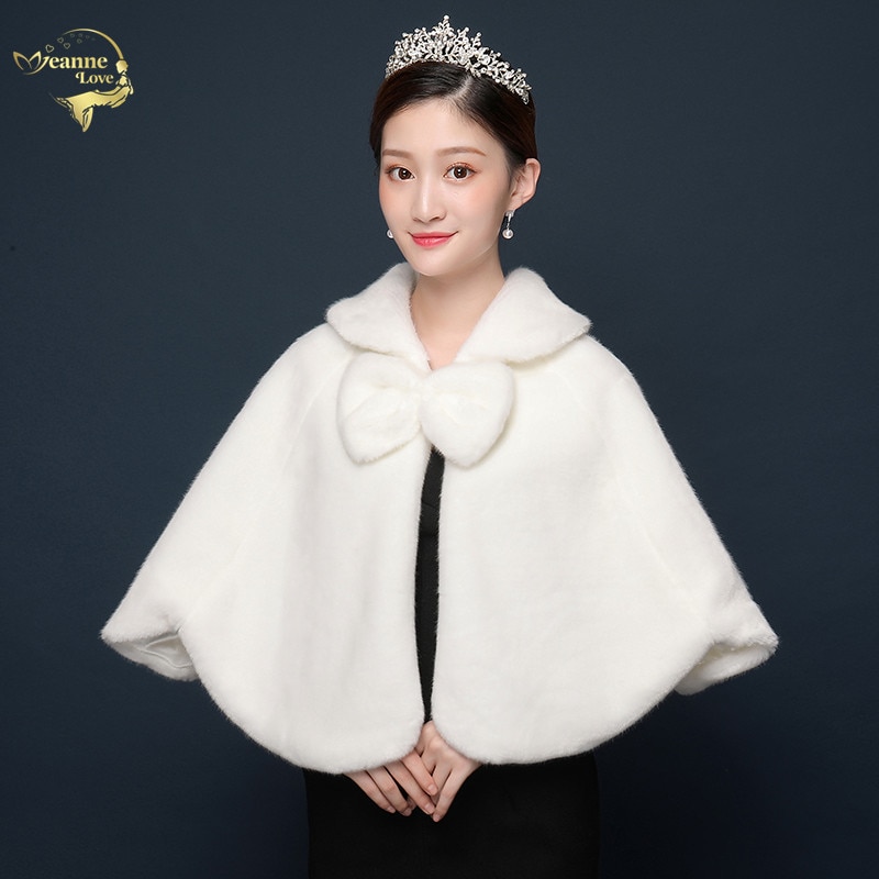 In Voorraad Bridal Wrap Winter Faux Fur Stola Huwelijk Bruids Vrouwen Sjaal Wraps Jassen Dames Avond Jassen Wedding Bolero Boleros