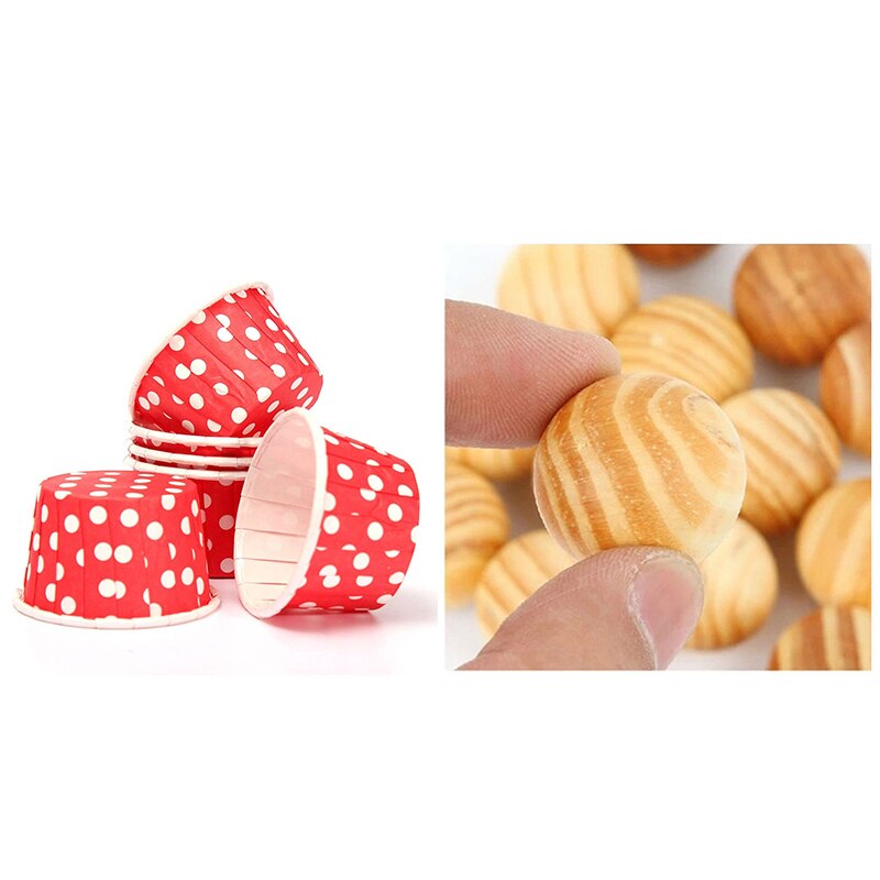 30 Pcs Accessoires: 20Pcs Papier Cupcake Wrapper Liner Papier Cake Muffin Case Dessert Baking Cups & 10Pcs Natuurlijke Cederhout Moth