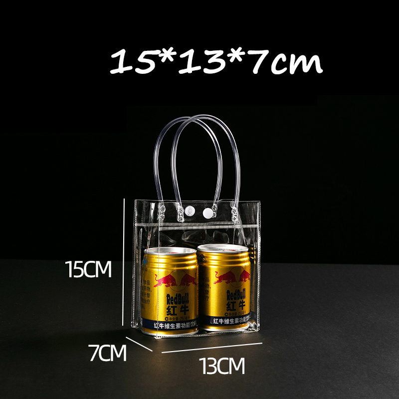 Klare plastikposer med håndtag, gennemsigtig pose, genanvendelig tote-taske, pvc-goodieposer til bryllupsfestartikler: M / Marine blå