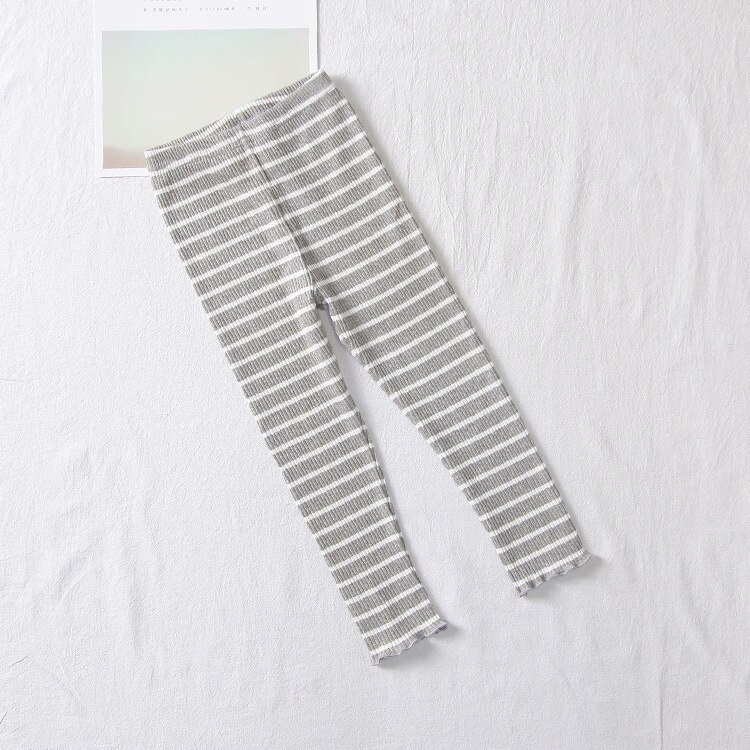 Meisjes leggings baby meisjes broek peuter kinderen klassieke leggings lente herfst kinderen gestreepte leggings 2-6y baby meisjes leggings: Grijs / 4t(105-110)