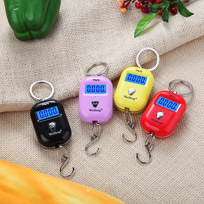 Portable Digital Mini Luggage Scale LCD Backlight Display Keychain Hanging Hook Scales Electronic Weighting 25Kg/55Lb