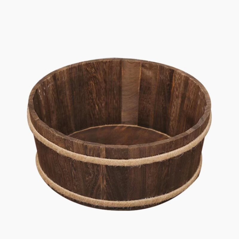 Newborn Photography Props Baby Posing Props Circular Wooden Basin Infant Shoot Container Baby Photo Accessories Props