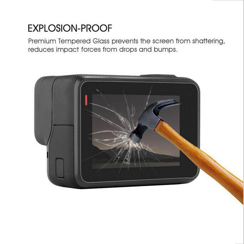 Cubierta protectora de vidrio templado para GoPro Hero 5 5 5 6 6 7 Hero5 Hero6 Hero7 Cámara negra lente LCD película protectora de pantalla