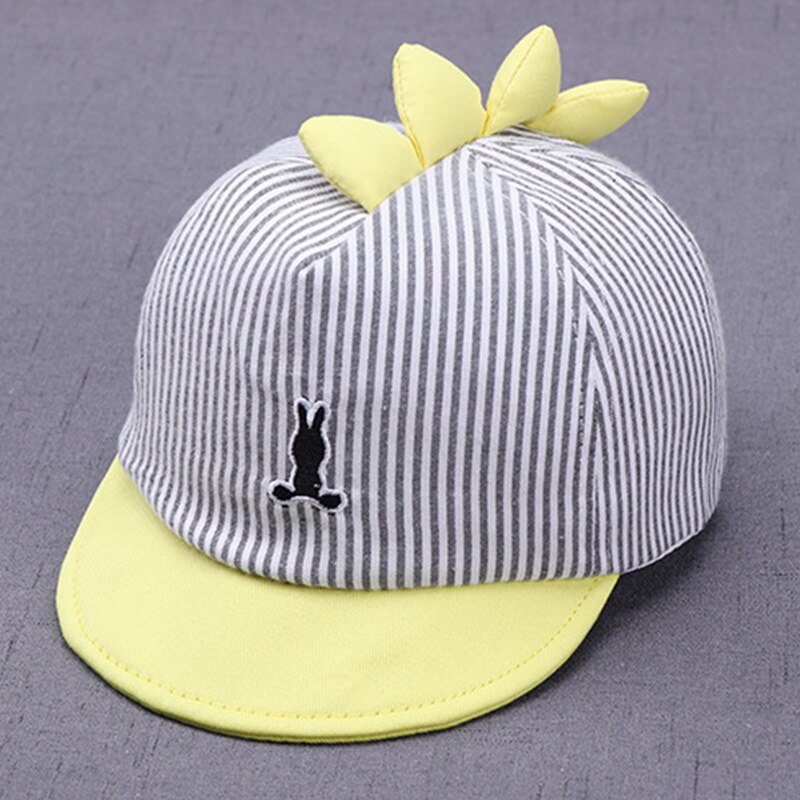 Borduurwerk Cartoon Baby Hoed Casual Gestreepte Kids Baseball Cap Peuter Jongens Meisjes Zachte Dakrand Caps Katoen Zonnehoed: yellow