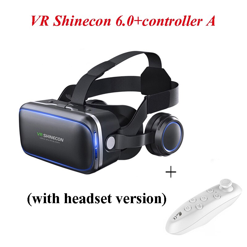 VR Shinecon 6.0 3D bril Virtual Reality bril google Kartonnen VR DOOS 2.0 VR headset met koptelefoon gampad Voor smartphone: add A option