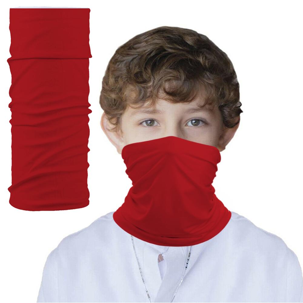 Multi Function Kids Scarf Snood Face Cover Neck Gaiter Bandana for Cycling Hiking Sport Outdoor, Washable and Reusable: red