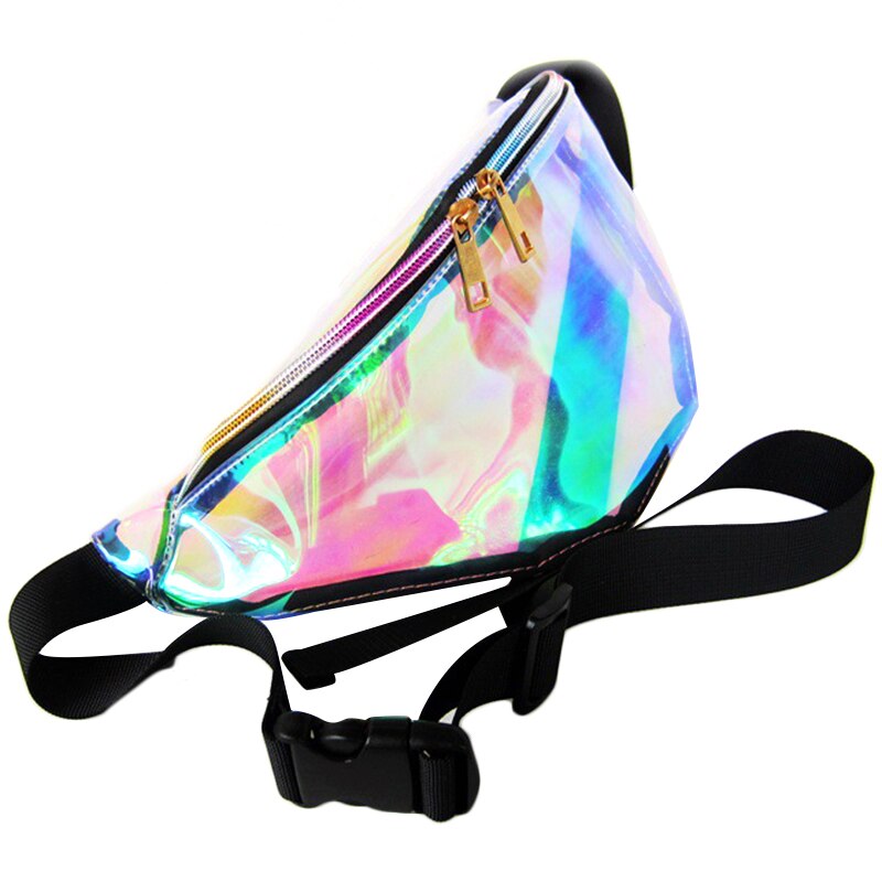 -Punk Lady Girl Retro Rainbow Transparent Bum Women Purse Waist Bag